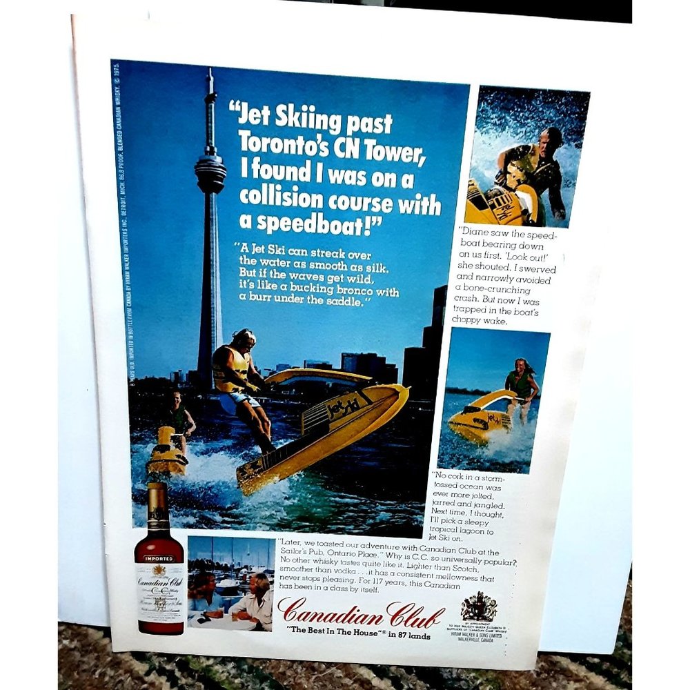 1976 Canadian Club Whiskey Men Jet Ski Original Ad Vintage epherma
